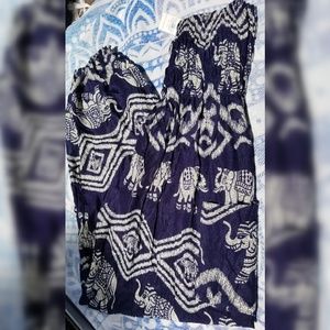 Navy Blue and White Elephant Harem Pants